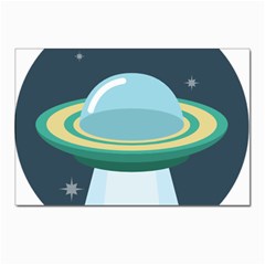 Illustration Ufo Alien  Unidentified Flying Object Postcards 5  X 7  (pkg Of 10) by Sarkoni