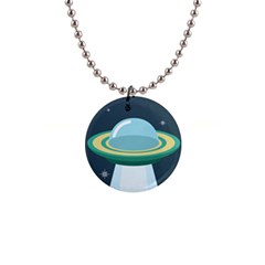 Illustration Ufo Alien  Unidentified Flying Object 1  Button Necklace by Sarkoni