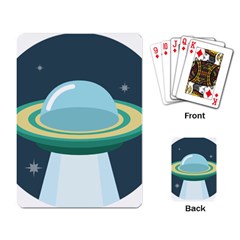 Illustration Ufo Alien  Unidentified Flying Object Playing Cards Single Design (rectangle) by Sarkoni