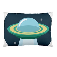 Illustration Ufo Alien  Unidentified Flying Object Pillow Case by Sarkoni