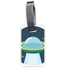 Illustration Ufo Alien  Unidentified Flying Object Luggage Tag (one Side) by Sarkoni