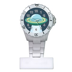 Illustration Ufo Alien  Unidentified Flying Object Plastic Nurses Watch by Sarkoni