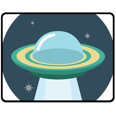 Illustration Ufo Alien  Unidentified Flying Object Two Sides Fleece Blanket (medium) by Sarkoni