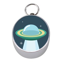 Illustration Ufo Alien  Unidentified Flying Object Mini Silver Compasses by Sarkoni