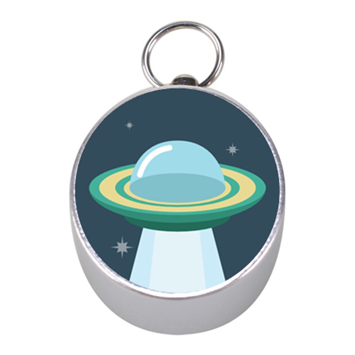 Illustration Ufo Alien  Unidentified Flying Object Mini Silver Compasses