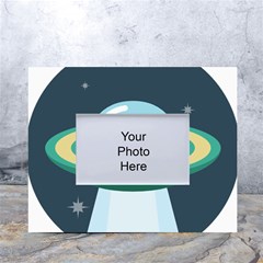 Illustration Ufo Alien  Unidentified Flying Object White Tabletop Photo Frame 4 x6  by Sarkoni