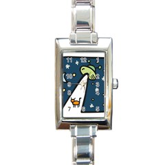 Ufo Alien Unidentified Flying Object Rectangle Italian Charm Watch by Sarkoni