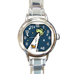 Ufo Alien Unidentified Flying Object Round Italian Charm Watch by Sarkoni