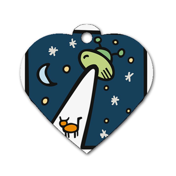 Ufo Alien Unidentified Flying Object Dog Tag Heart (Two Sides)