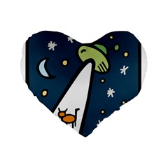 Ufo Alien Unidentified Flying Object Standard 16  Premium Flano Heart Shape Cushions by Sarkoni