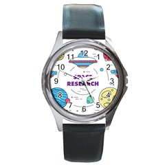 Unidentified Flying Object Ufo Space Outer Round Metal Watch by Sarkoni