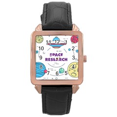 Unidentified Flying Object Ufo Space Outer Rose Gold Leather Watch  by Sarkoni