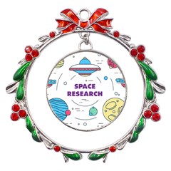 Unidentified Flying Object Ufo Space Outer Metal X mas Wreath Ribbon Ornament by Sarkoni