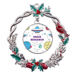 Unidentified Flying Object Ufo Space Outer Metal X mas Wreath Holly Leaf Ornament