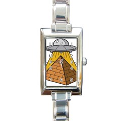 Unidentified Flying Object Ufo Under The Pyramid Rectangle Italian Charm Watch by Sarkoni