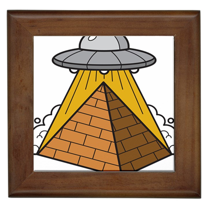 Unidentified Flying Object Ufo Under The Pyramid Framed Tile