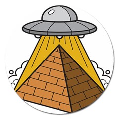 Unidentified Flying Object Ufo Under The Pyramid Magnet 5  (round) by Sarkoni