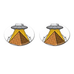 Unidentified Flying Object Ufo Under The Pyramid Cufflinks (oval) by Sarkoni