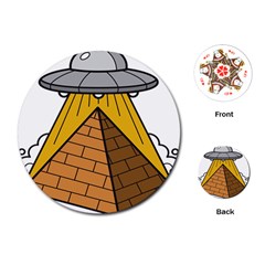 Unidentified Flying Object Ufo Under The Pyramid Playing Cards Single Design (round) by Sarkoni