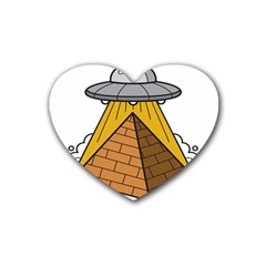 Unidentified Flying Object Ufo Under The Pyramid Rubber Heart Coaster (4 Pack) by Sarkoni