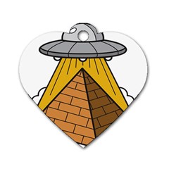 Unidentified Flying Object Ufo Under The Pyramid Dog Tag Heart (two Sides) by Sarkoni