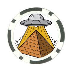 Unidentified Flying Object Ufo Under The Pyramid Poker Chip Card Guard by Sarkoni