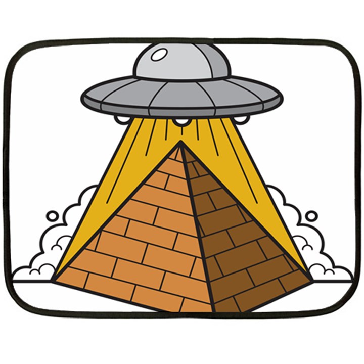 Unidentified Flying Object Ufo Under The Pyramid Two Sides Fleece Blanket (Mini)