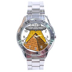 Unidentified Flying Object Ufo Under The Pyramid Stainless Steel Analogue Watch by Sarkoni