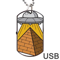 Unidentified Flying Object Ufo Under The Pyramid Dog Tag Usb Flash (two Sides) by Sarkoni