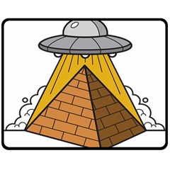 Unidentified Flying Object Ufo Under The Pyramid Two Sides Fleece Blanket (medium) by Sarkoni