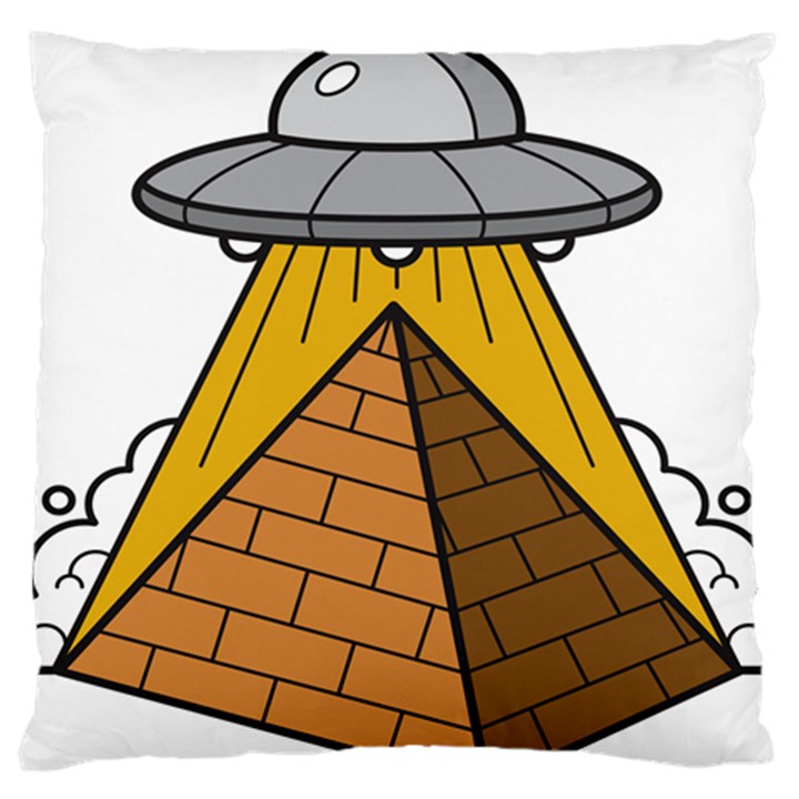 Unidentified Flying Object Ufo Under The Pyramid Standard Premium Plush Fleece Cushion Case (Two Sides)