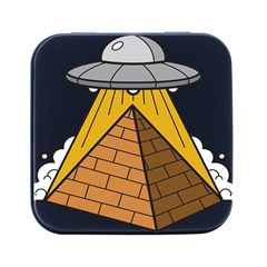 Unidentified Flying Object Ufo Under The Pyramid Square Metal Box (black) by Sarkoni