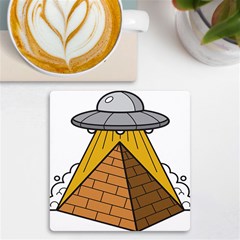 Unidentified Flying Object Ufo Under The Pyramid Uv Print Square Tile Coaster  by Sarkoni