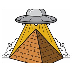 Unidentified Flying Object Ufo Under The Pyramid Premium Plush Fleece Blanket (medium) by Sarkoni