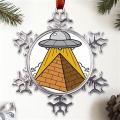 Unidentified Flying Object Ufo Under The Pyramid Metal Large Snowflake Ornament by Sarkoni