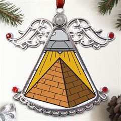 Unidentified Flying Object Ufo Under The Pyramid Metal Angel With Crystal Ornament by Sarkoni