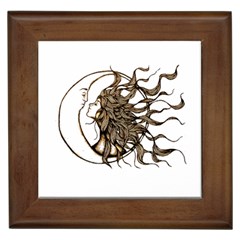 Psychedelic Art Drawing Sun And Moon Head Fictional Character Framed Tile by Sarkoni