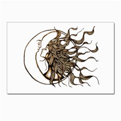 Psychedelic Art Drawing Sun And Moon Head Fictional Character Postcard 4 x 6  (pkg Of 10) by Sarkoni