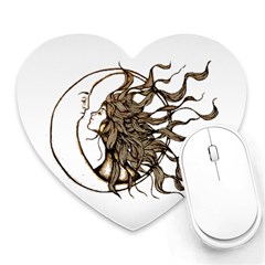 Psychedelic Art Drawing Sun And Moon Head Fictional Character Heart Mousepad by Sarkoni