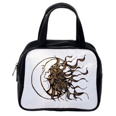 Psychedelic Art Drawing Sun And Moon Head Fictional Character Classic Handbag (one Side) by Sarkoni