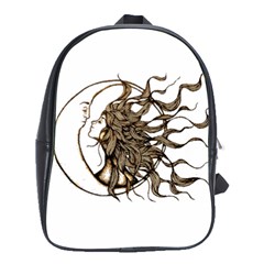 Psychedelic Art Drawing Sun And Moon Head Fictional Character School Bag (large) by Sarkoni