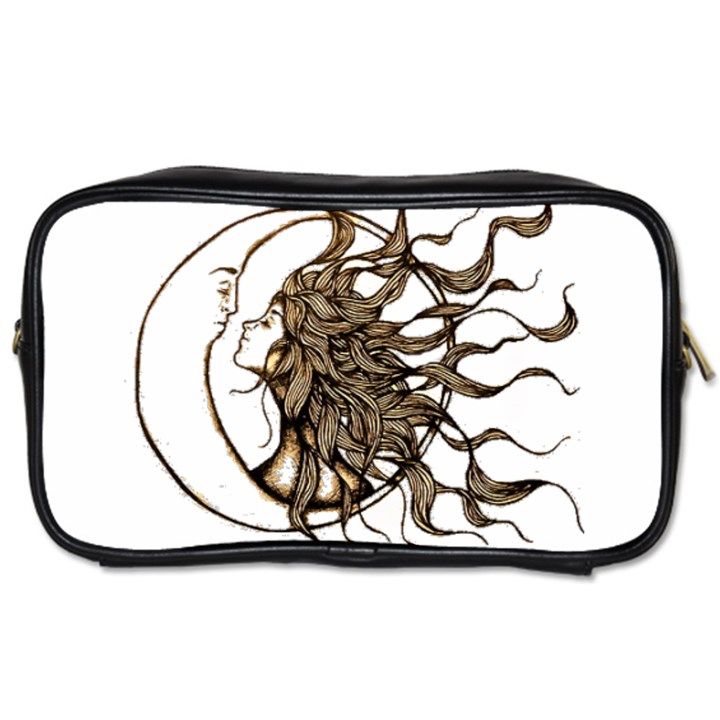 Psychedelic Art Drawing Sun And Moon Head Fictional Character Toiletries Bag (One Side)