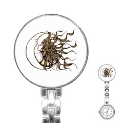 Psychedelic Art Drawing Sun And Moon Head Fictional Character Stainless Steel Nurses Watch by Sarkoni