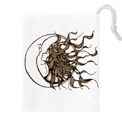 Psychedelic Art Drawing Sun And Moon Head Fictional Character Drawstring Pouch (4xl) by Sarkoni