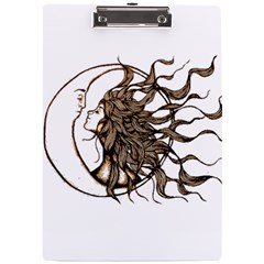 Psychedelic Art Drawing Sun And Moon Head Fictional Character A4 Acrylic Clipboard by Sarkoni