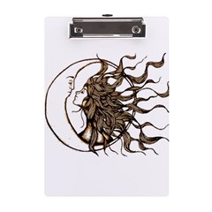 Psychedelic Art Drawing Sun And Moon Head Fictional Character A5 Acrylic Clipboard by Sarkoni