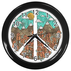 Psychedelic Art Painting Peace Drawing Landscape Art Peaceful Wall Clock (black) by Sarkoni