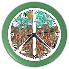 Psychedelic Art Painting Peace Drawing Landscape Art Peaceful Color Wall Clock by Sarkoni