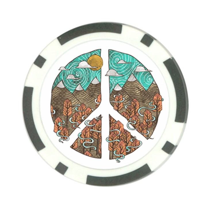 Psychedelic Art Painting Peace Drawing Landscape Art Peaceful Poker Chip Card Guard (10 pack)