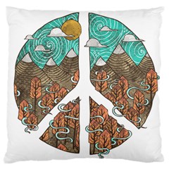 Psychedelic Art Painting Peace Drawing Landscape Art Peaceful Large Cushion Case (two Sides) by Sarkoni